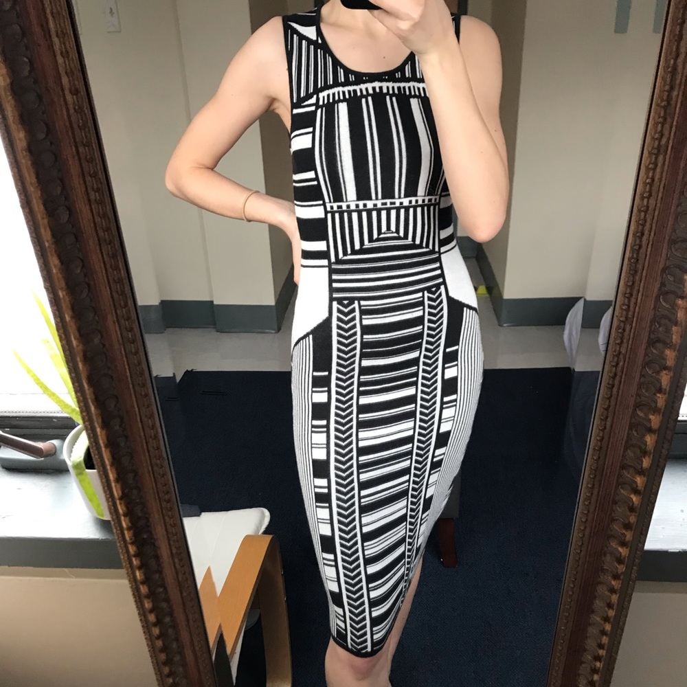 Black and White Knit Bar III Bora Bora Midi Dress